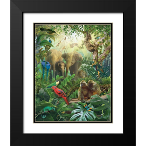 Jungle Mix II Black Modern Wood Framed Art Print with Double Matting by Hunziker, Steve