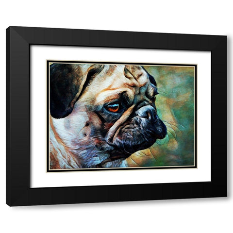 Fawn Pug Fascination  Black Modern Wood Framed Art Print with Double Matting by Aldridge, Ashley