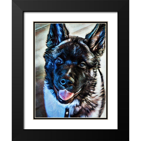 American Akita Puppy Smile Black Modern Wood Framed Art Print with Double Matting by Aldridge, Ashley