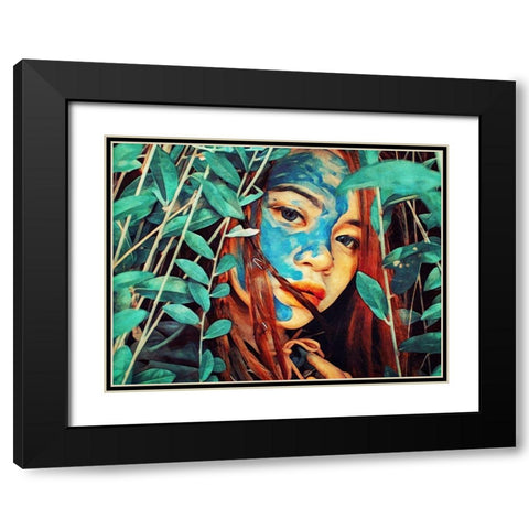 Tribal of Turquoise Black Modern Wood Framed Art Print with Double Matting by Aldridge, Ashley