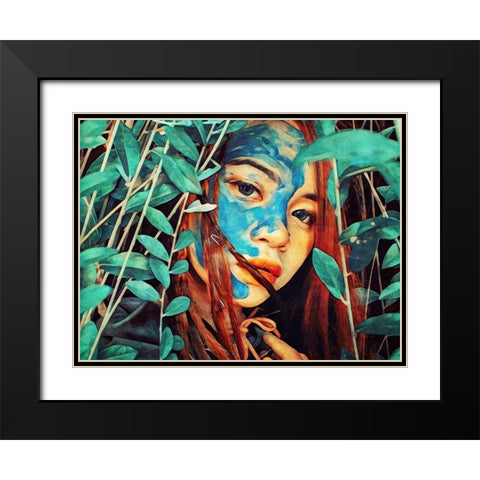 Tribal of Turquoise Black Modern Wood Framed Art Print with Double Matting by Aldridge, Ashley