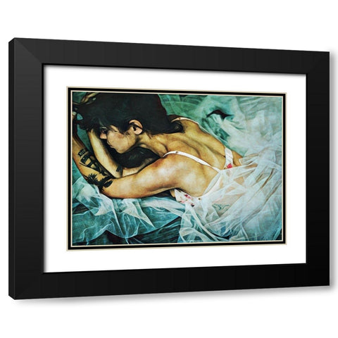 Turquoise Turmoil Black Modern Wood Framed Art Print with Double Matting by Aldridge, Ashley