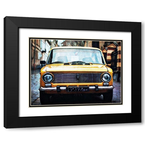 Canary Coloured Car Black Modern Wood Framed Art Print with Double Matting by Aldridge, Ashley