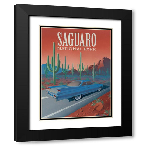 Saguaro National Park with Text Black Modern Wood Framed Art Print with Double Matting by Courtney, Richard