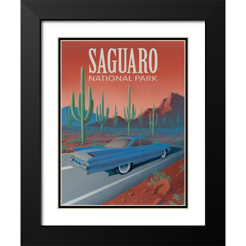 Saguaro National Park with Text Black Modern Wood Framed Art Print with Double Matting by Courtney, Richard