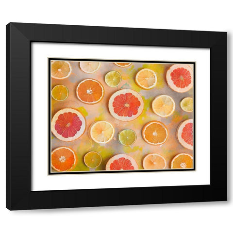 Citrus Fun Black Modern Wood Framed Art Print with Double Matting by Haase, Andrea