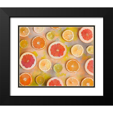 Citrus Fun Black Modern Wood Framed Art Print with Double Matting by Haase, Andrea
