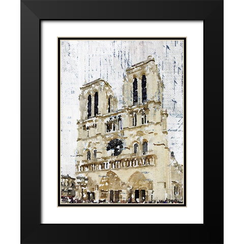 Notre Dame De Paris Black Modern Wood Framed Art Print with Double Matting by Orlov, Irena