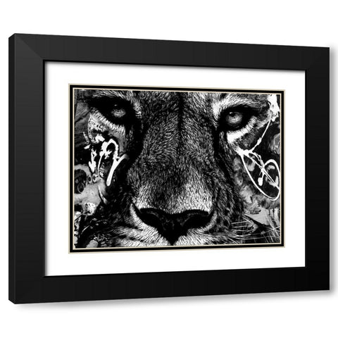 Feline Black Modern Wood Framed Art Print with Double Matting by Smith, Karen