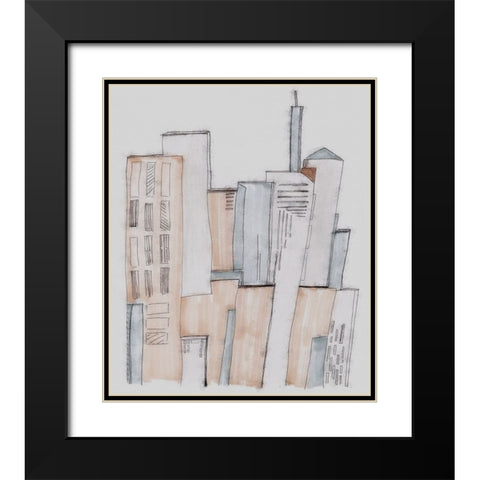 Sketch City I Black Modern Wood Framed Art Print with Double Matting by Smith, Karen