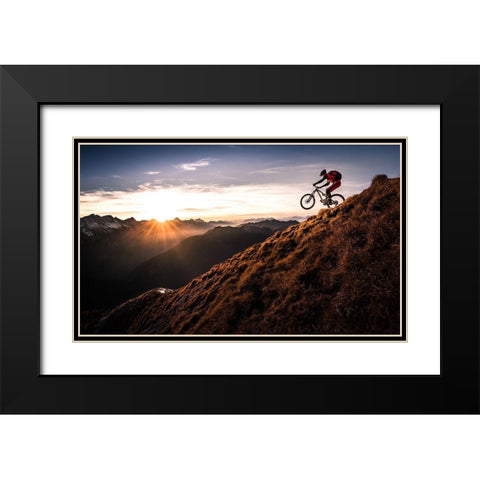 Live the adventure Black Modern Wood Framed Art Print with Double Matting by Bertoncelj, Sandi