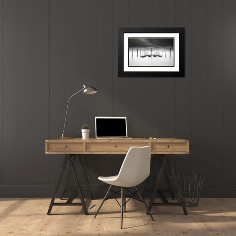 The Oyster Bar Black Modern Wood Framed Art Print with Double Matting by Staelens, Christophe