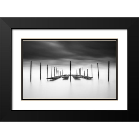 The Oyster Bar Black Modern Wood Framed Art Print with Double Matting by Staelens, Christophe