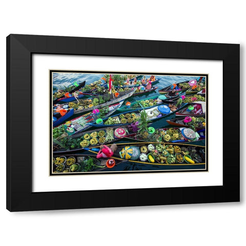 Banjarmasin Floating Market Black Modern Wood Framed Art Print with Double Matting by Maududdin, Fauzan