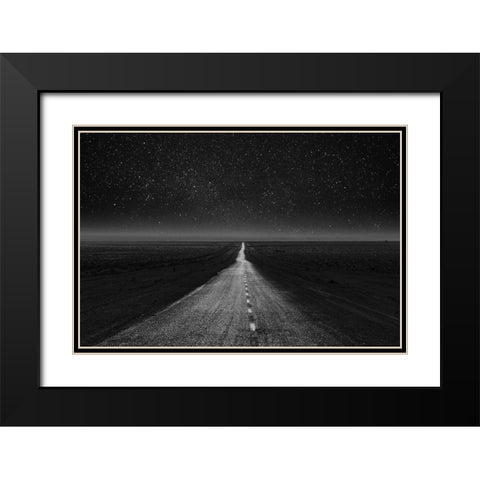 The Dark Eternal Night Black Modern Wood Framed Art Print with Double Matting by Azimaie, Asef