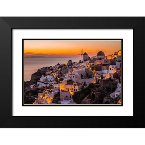 Calispera Santorini Black Modern Wood Framed Art Print with Double Matting by Agazzi, Andreas