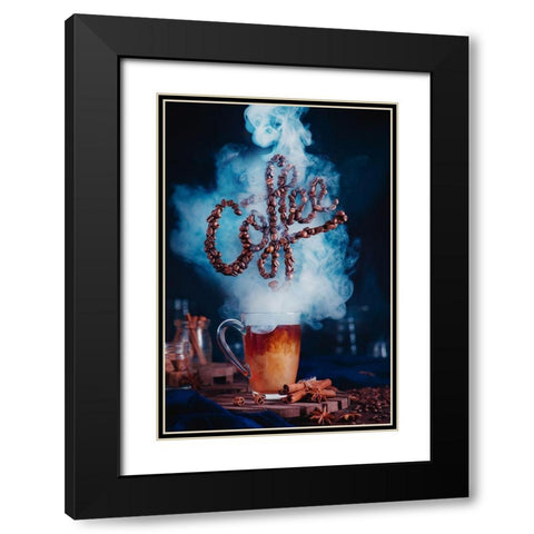 Smell the coffee Black Modern Wood Framed Art Print with Double Matting by Belenko, Dina