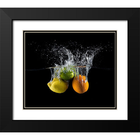 Citrus splash Black Modern Wood Framed Art Print with Double Matting by Stefan, Mogyorosi