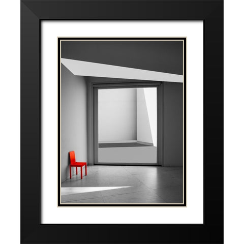 The red chair Black Modern Wood Framed Art Print with Double Matting by Schuster, Inge