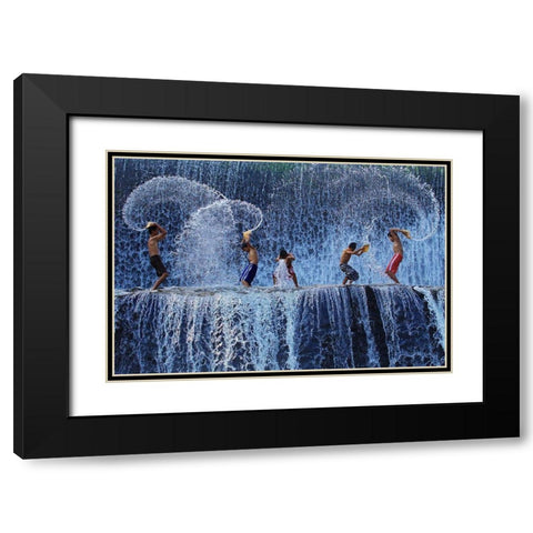Playing with splash Black Modern Wood Framed Art Print with Double Matting by Muliani Hartojo, Angela