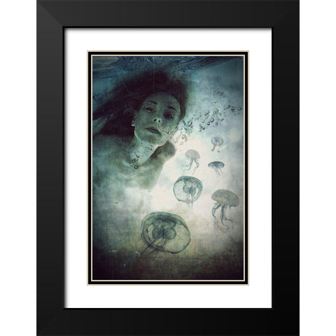 Siren Black Modern Wood Framed Art Print with Double Matting by Lazarska, Lucyna