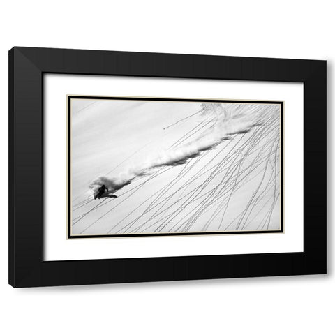 Skiing Powder Black Modern Wood Framed Art Print with Double Matting by Rieg, Lorenzo