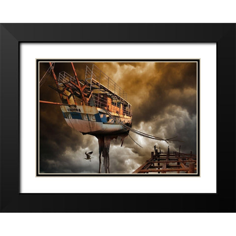 Nimfa Black Modern Wood Framed Art Print with Double Matting by Penchev, Radoslav