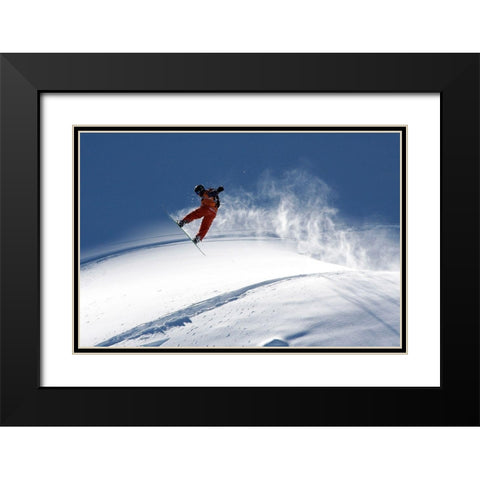 Freerider Black Modern Wood Framed Art Print with Double Matting by Vasenev, Evgeny