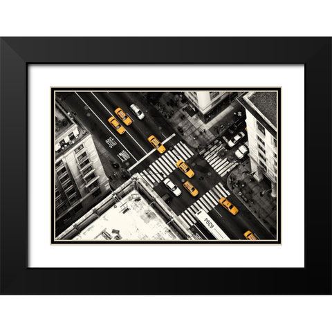 Yellow Flow Black Modern Wood Framed Art Print with Double Matting by Kloren, Stefan