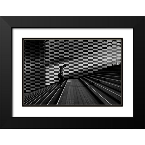 Stairs Black Modern Wood Framed Art Print with Double Matting by Sugimoto, Koji