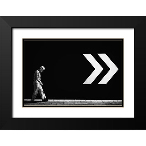 Untitled Black Modern Wood Framed Art Print with Double Matting by Suzuki, Tatsuo