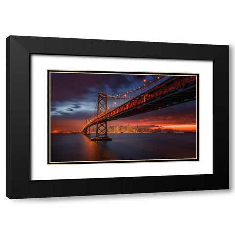 Fire over San Francisco Black Modern Wood Framed Art Print with Double Matting by Harriman, Toby