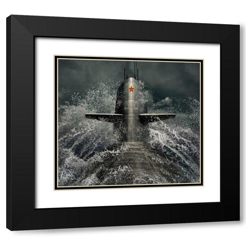 submarine Black Modern Wood Framed Art Print with Double Matting by Laudin, Dmitry