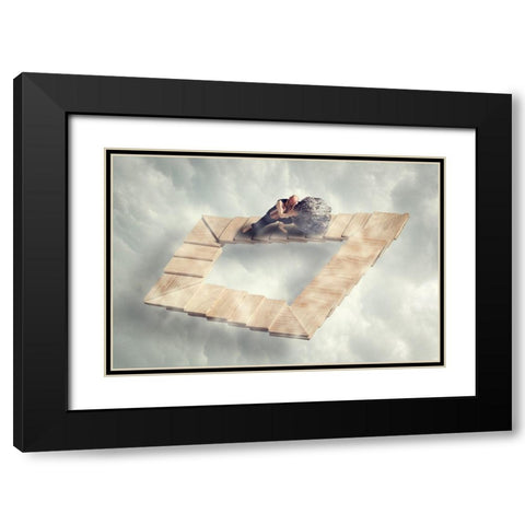 Sissyfos goes MC Escher Black Modern Wood Framed Art Print with Double Matting by Brinch, Bo