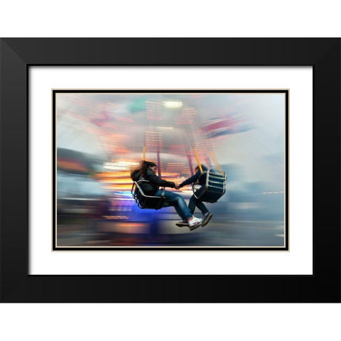 La Giostra Black Modern Wood Framed Art Print with Double Matting by Della Latta, Massimo