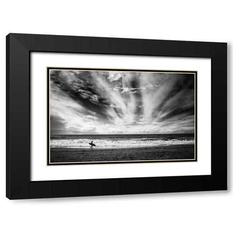 The loneliness of a surfer Black Modern Wood Framed Art Print with Double Matting by Grifantini, Lorenzo