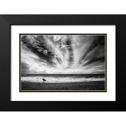 The loneliness of a surfer Black Modern Wood Framed Art Print with Double Matting by Grifantini, Lorenzo