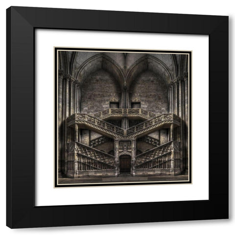 Tribute to Escher Black Modern Wood Framed Art Print with Double Matting by Stefan, Jacek