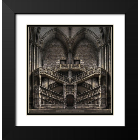 Tribute to Escher Black Modern Wood Framed Art Print with Double Matting by Stefan, Jacek