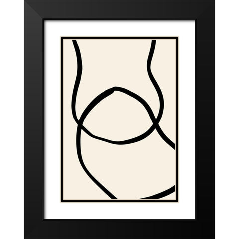 Black Lines 04 Black Modern Wood Framed Art Print with Double Matting by Artographie Studio