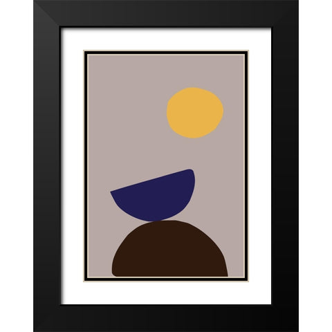 Organic Shapes 07 Black Modern Wood Framed Art Print with Double Matting by Artographie Studio