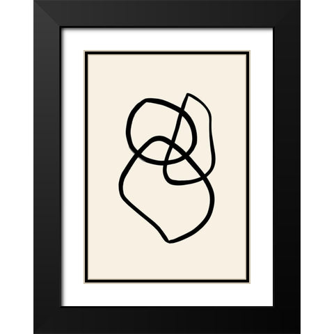 Shape 01 Black Modern Wood Framed Art Print with Double Matting by Artographie Studio
