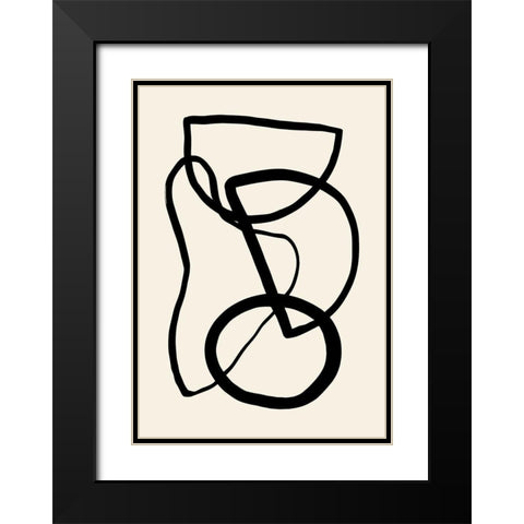 Shape 05 Black Modern Wood Framed Art Print with Double Matting by Artographie Studio