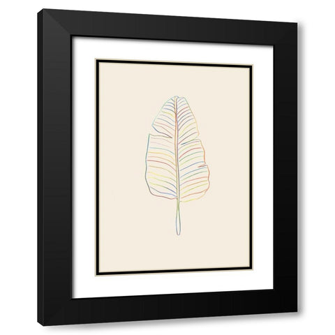 Banana Rainbow Leaf Black Modern Wood Framed Art Print with Double Matting by Artographie Studio