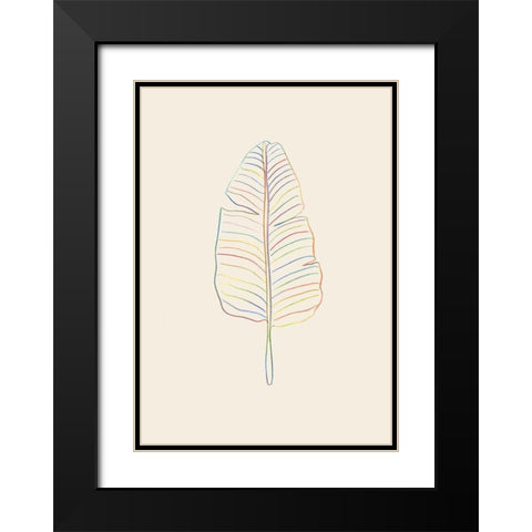 Banana Rainbow Leaf Black Modern Wood Framed Art Print with Double Matting by Artographie Studio