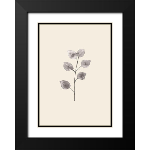 Eucalyptus Twig Black Modern Wood Framed Art Print with Double Matting by Artographie Studio