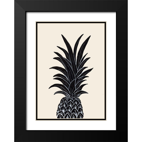 Black Pineapple Black Modern Wood Framed Art Print with Double Matting by Artographie Studio