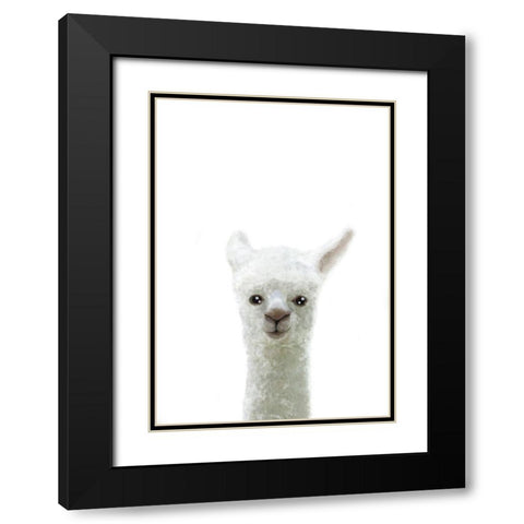 Llama Black Modern Wood Framed Art Print with Double Matting by Artographie Studio
