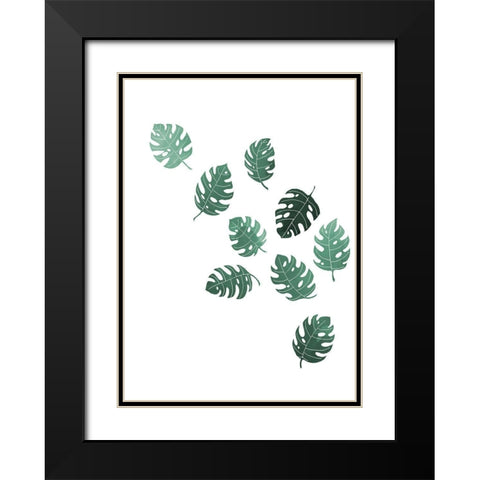 Monstera Multiples 02 Black Modern Wood Framed Art Print with Double Matting by Artographie Studio