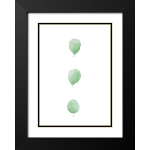 Birch Leaves in Row Black Modern Wood Framed Art Print with Double Matting by Artographie Studio